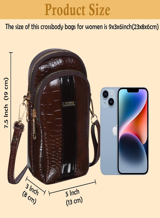 LEEZEL Small Crossbody Shoulder Sling Purse Messenger Bags for Women Mobile Cell Phone Holder Pocket Purse Wallet with Adjustable Strap (BROWN) - Image 4
